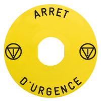 Harmony - étiq plate - jaune - logo EN - 'ARRET D'URGENCE' - Ø60 - pr ZBZ1605