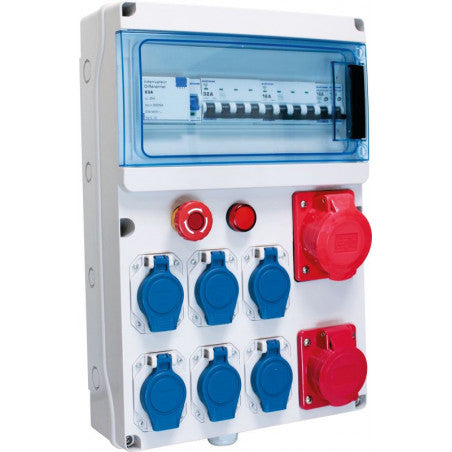 EUROHM Coffret de chantier tri 6 PC 230V + 2PC 3P+N+T 400V - 32A - 16A