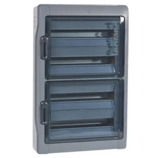 Coffret étanche Plexo³ 4x18 modules avec embouts à perforation directe prémontés IP65 IK09 - Gris